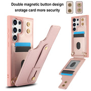 For Samsung Galaxy S25 Ultra 5G Wristband Vertical Flip Wallet Back Cover Phone Case with Long Lanyard(Rose Gold)