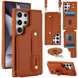 For Samsung Galaxy S25 Ultra 5G Wristband Vertical Flip Wallet Back Cover Phone Case with Long Lanyard(Brown) - Galaxy S25 Ultra 5G Cases by PMC TechLife | Online Shopping South Africa | PMC TechLife | Buy Now Pay Later Mobicred