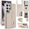For Samsung Galaxy S25 Ultra 5G Wristband Vertical Flip Wallet Back Cover Phone Case with Long Lanyard(White) - Galaxy S25 Ultra 5G Cases by PMC TechLife | Online Shopping South Africa | PMC TechLife | Buy Now Pay Later Mobicred