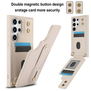 For Samsung Galaxy S25 Ultra 5G Wristband Vertical Flip Wallet Back Cover Phone Case with Long Lanyard(White)