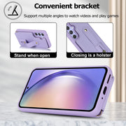 For Samsung Galaxy S25+ 5G Wristband Vertical Flip Wallet Back Cover Phone Case with Long Lanyard(Purple)