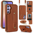 For Samsung Galaxy S25+ 5G Wristband Vertical Flip Wallet Back Cover Phone Case with Long Lanyard(Brown) - Galaxy S25+ 5G Cases by PMC TechLife | Online Shopping South Africa | PMC TechLife | Buy Now Pay Later Mobicred