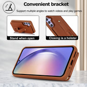 For Samsung Galaxy S25+ 5G Wristband Vertical Flip Wallet Back Cover Phone Case with Long Lanyard(Brown)