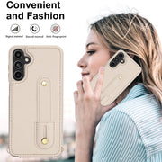 For Samsung Galaxy S25+ 5G Wristband Vertical Flip Wallet Back Cover Phone Case with Long Lanyard(White)