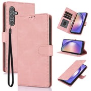 For Samsung Galaxy S25 5G Fantasy Skin-feel Calfskin Texture Leather Phone Case(Pink)