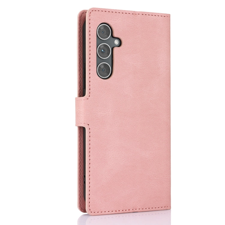For Samsung Galaxy S25 5G Fantasy Skin-feel Calfskin Texture Leather Phone Case(Pink)