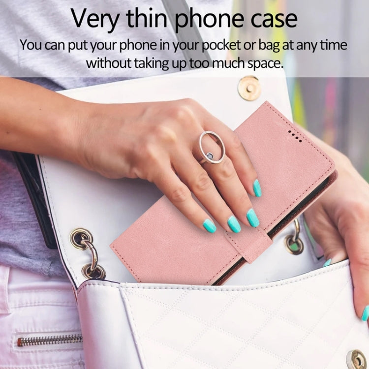 For Samsung Galaxy S25 5G Fantasy Skin-feel Calfskin Texture Leather Phone Case(Pink)