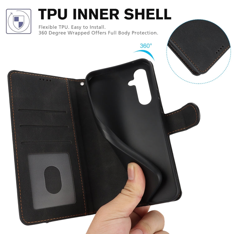 For Samsung Galaxy S25 5G Fantasy Skin-feel Calfskin Texture Leather Phone Case(Black) - Galaxy S25 5G Cases by PMC TechLife | Online Shopping South Africa | PMC TechLife | Buy Now Pay Later Mobicred