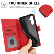 For Samsung Galaxy S25 5G Fantasy Skin-feel Calfskin Texture Leather Phone Case(Red)