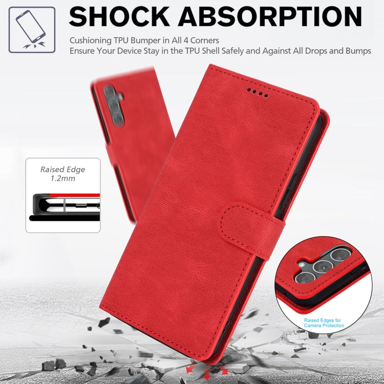 For Samsung Galaxy S25 5G Fantasy Skin-feel Calfskin Texture Leather Phone Case(Red) - Galaxy S25 5G Cases by PMC TechLife | Online Shopping South Africa | PMC TechLife | Buy Now Pay Later Mobicred