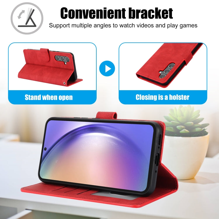 For Samsung Galaxy S25 5G Fantasy Skin-feel Calfskin Texture Leather Phone Case(Red) - Galaxy S25 5G Cases by PMC TechLife | Online Shopping South Africa | PMC TechLife | Buy Now Pay Later Mobicred