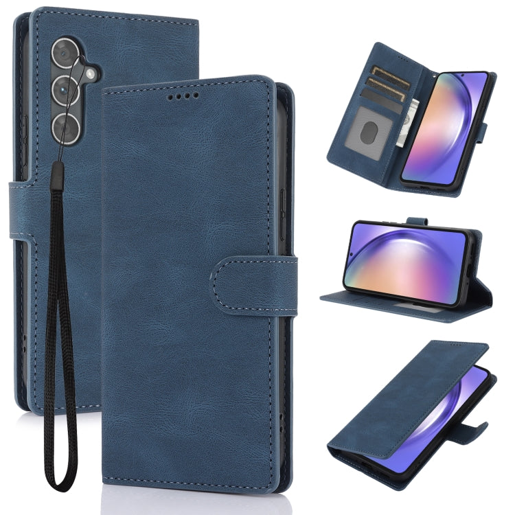 For Samsung Galaxy S25 5G Fantasy Skin-feel Calfskin Texture Leather Phone Case(Blue) - Galaxy S25 5G Cases by PMC TechLife | Online Shopping South Africa | PMC TechLife | Buy Now Pay Later Mobicred