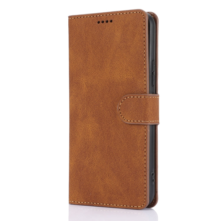 For Samsung Galaxy S25 5G Fantasy Skin-feel Calfskin Texture Leather Phone Case(Brown) - Galaxy S25 5G Cases by PMC TechLife | Online Shopping South Africa | PMC TechLife | Buy Now Pay Later Mobicred