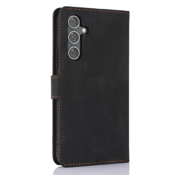 For Samsung Galaxy S25+ 5G Fantasy Skin-feel Calfskin Texture Leather Phone Case(Black)