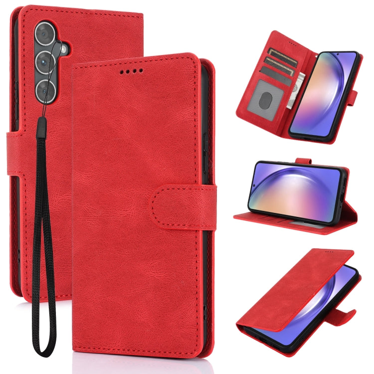 For Samsung Galaxy S25+ 5G Fantasy Skin-feel Calfskin Texture Leather Phone Case(Red) - Galaxy S25+ 5G Cases by PMC TechLife | Online Shopping South Africa | PMC TechLife | Buy Now Pay Later Mobicred