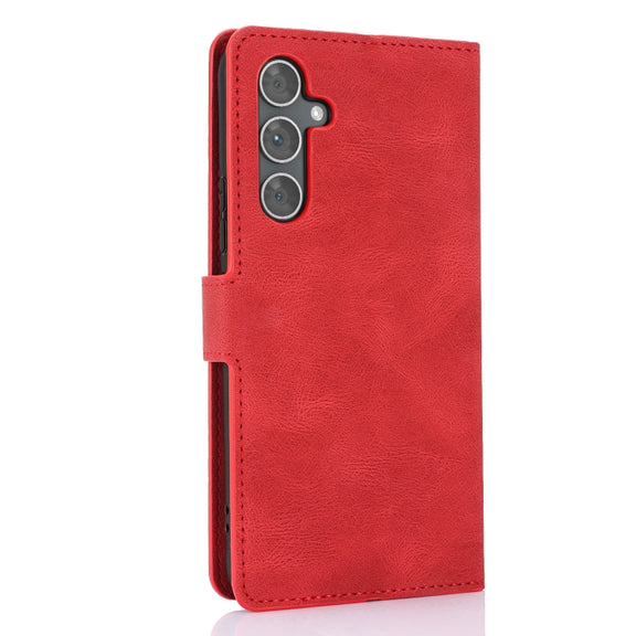 For Samsung Galaxy S25+ 5G Fantasy Skin-feel Calfskin Texture Leather Phone Case(Red)