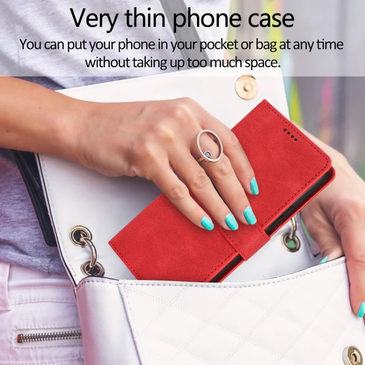 For Samsung Galaxy S25+ 5G Fantasy Skin-feel Calfskin Texture Leather Phone Case(Red)