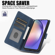 For Samsung Galaxy S25+ 5G Fantasy Skin-feel Calfskin Texture Leather Phone Case(Blue)