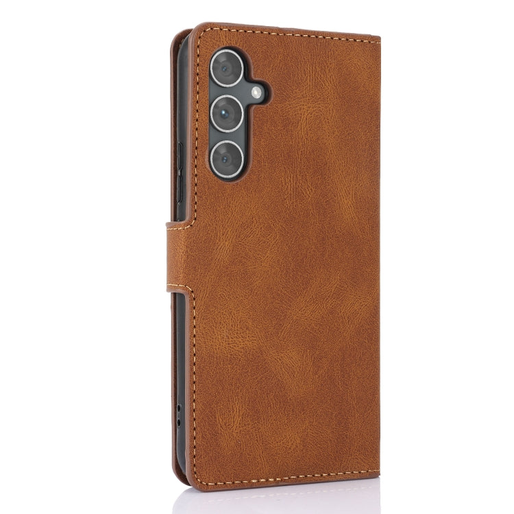 For Samsung Galaxy S25+ 5G Fantasy Skin-feel Calfskin Texture Leather Phone Case(Brown) - Galaxy S25+ 5G Cases by PMC TechLife | Online Shopping South Africa | PMC TechLife | Buy Now Pay Later Mobicred