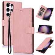 For Samsung Galaxy S25 Ultra 5G Fantasy Skin-feel Calfskin Texture Leather Phone Case(Pink)