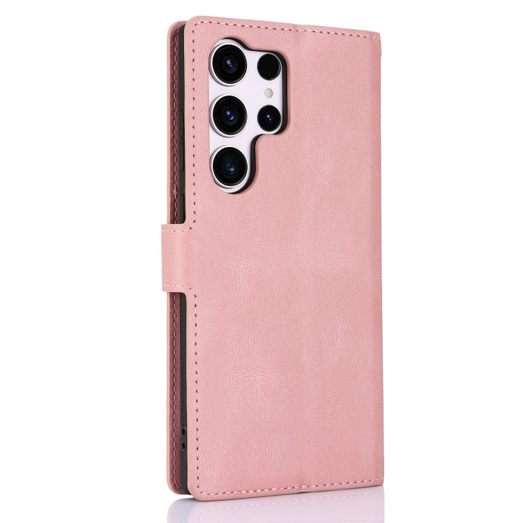 For Samsung Galaxy S25 Ultra 5G Fantasy Skin-feel Calfskin Texture Leather Phone Case(Pink)