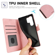 For Samsung Galaxy S25 Ultra 5G Fantasy Skin-feel Calfskin Texture Leather Phone Case(Pink)