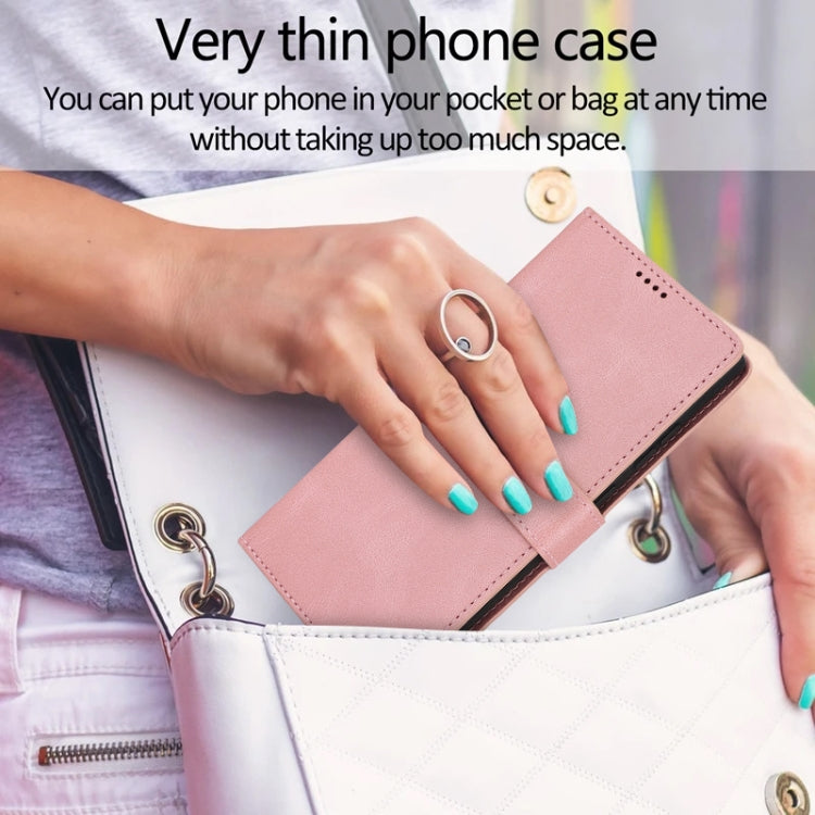 For Samsung Galaxy S25 Ultra 5G Fantasy Skin-feel Calfskin Texture Leather Phone Case(Pink)