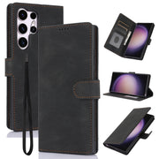 For Samsung Galaxy S25 Ultra 5G Fantasy Skin-feel Calfskin Texture Leather Phone Case(Black)