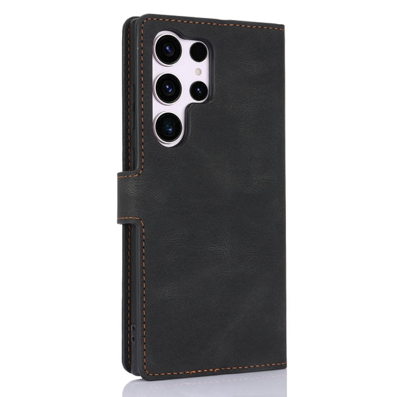 For Samsung Galaxy S25 Ultra 5G Fantasy Skin-feel Calfskin Texture Leather Phone Case(Black)