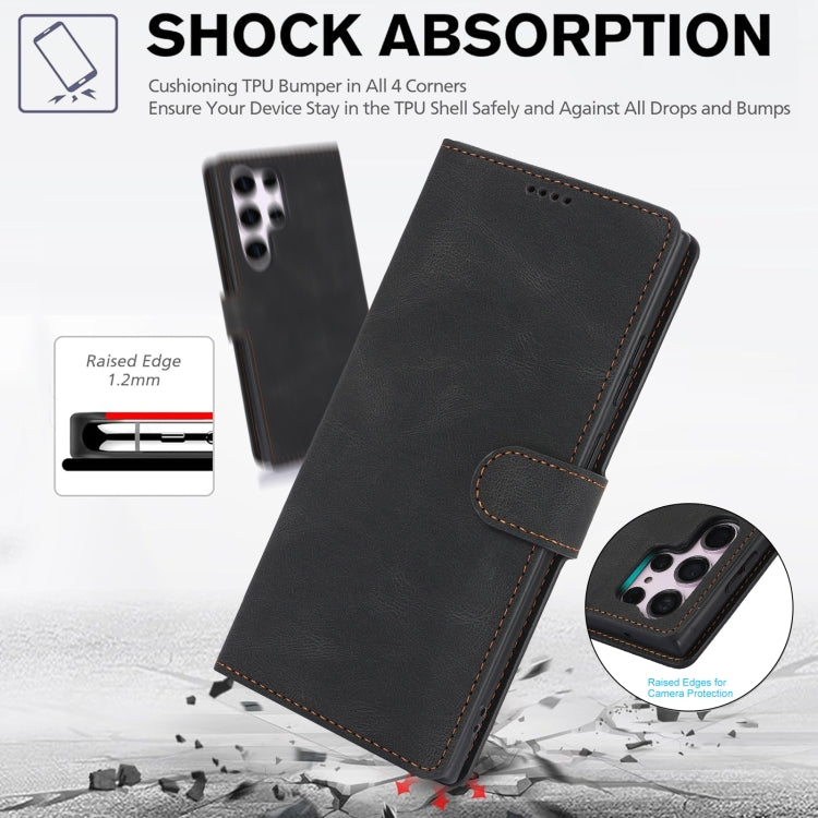For Samsung Galaxy S25 Ultra 5G Fantasy Skin-feel Calfskin Texture Leather Phone Case(Black)