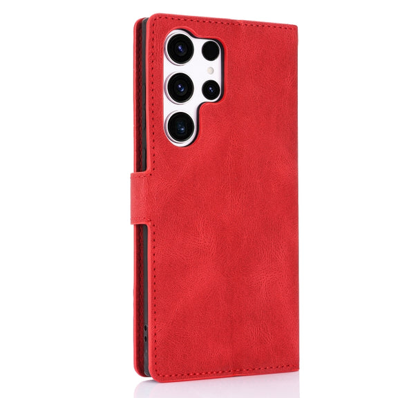For Samsung Galaxy S25 Ultra 5G Fantasy Skin-feel Calfskin Texture Leather Phone Case(Red)
