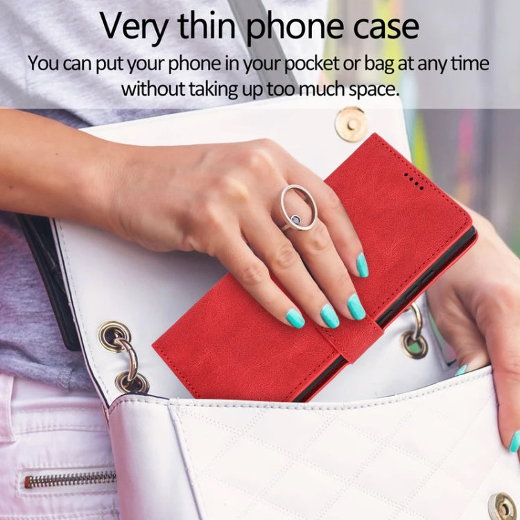 For Samsung Galaxy S25 Ultra 5G Fantasy Skin-feel Calfskin Texture Leather Phone Case(Red)