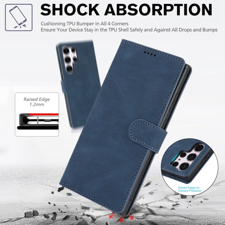 For Samsung Galaxy S25 Ultra 5G Fantasy Skin-feel Calfskin Texture Leather Phone Case(Blue)