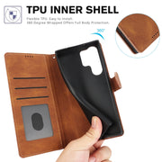 For Samsung Galaxy S25 Ultra 5G Fantasy Skin-feel Calfskin Texture Leather Phone Case(Brown)