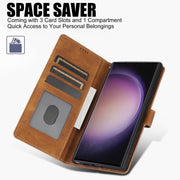 For Samsung Galaxy S25 Ultra 5G Fantasy Skin-feel Calfskin Texture Leather Phone Case(Brown)