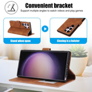 For Samsung Galaxy S25 Ultra 5G Fantasy Skin-feel Calfskin Texture Leather Phone Case(Brown)