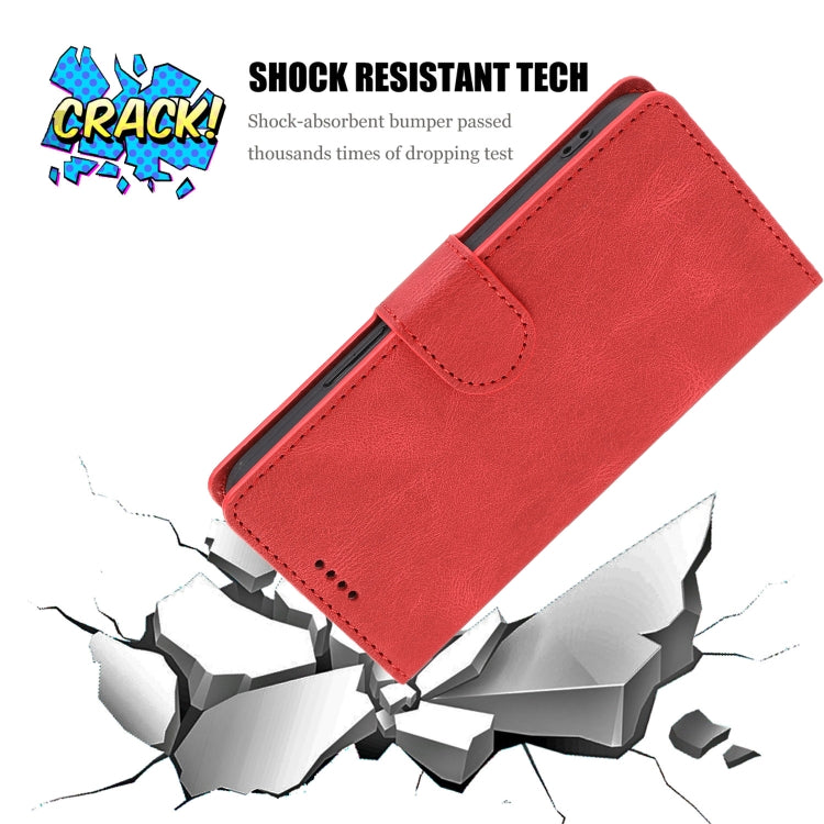 For iPhone 16e Fantasy Skin-feel Calfskin Texture Leather Phone Case(Red)