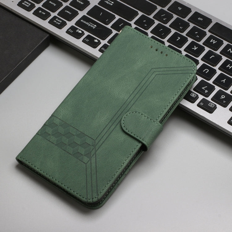 For Samsung Galaxy S25 5G Cubic Skin Feel Flip Leather Phone Case(Green)