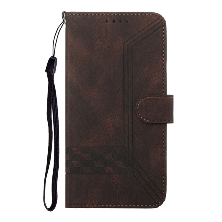 For Samsung Galaxy S25 5G Cubic Skin Feel Flip Leather Phone Case(Brown) - Galaxy S25 5G Cases by PMC TechLife | Online Shopping South Africa | PMC TechLife | Buy Now Pay Later Mobicred