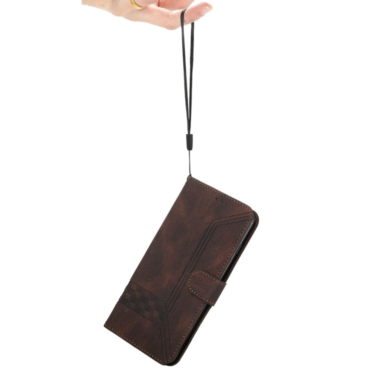 For Samsung Galaxy S25 5G Cubic Skin Feel Flip Leather Phone Case(Brown) - Galaxy S25 5G Cases by PMC TechLife | Online Shopping South Africa | PMC TechLife | Buy Now Pay Later Mobicred