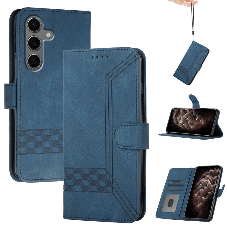 For Samsung Galaxy S25+ 5G Cubic Skin Feel Flip Leather Phone Case(Blue) - Galaxy S25+ 5G Cases by PMC TechLife | Online Shopping South Africa | PMC TechLife | Buy Now Pay Later Mobicred