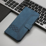 For Samsung Galaxy S25+ 5G Cubic Skin Feel Flip Leather Phone Case(Blue)