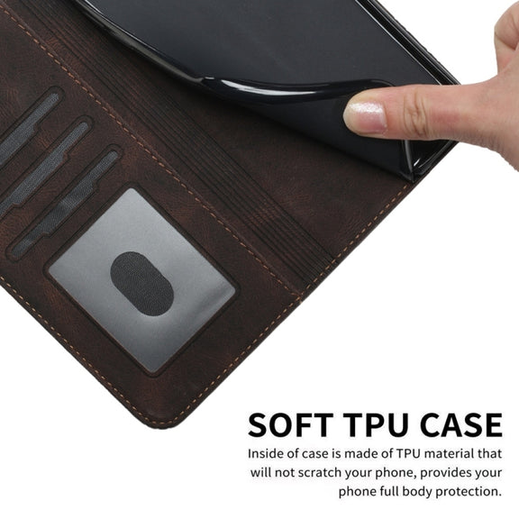 For Samsung Galaxy S25+ 5G Cubic Skin Feel Flip Leather Phone Case(Brown)