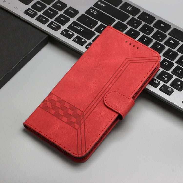 For Samsung Galaxy S25 Ultra 5G Cubic Skin Feel Flip Leather Phone Case(Red)