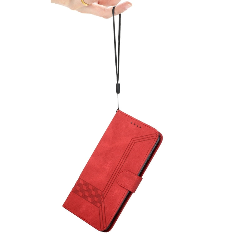 For Samsung Galaxy S25 Ultra 5G Cubic Skin Feel Flip Leather Phone Case(Red)