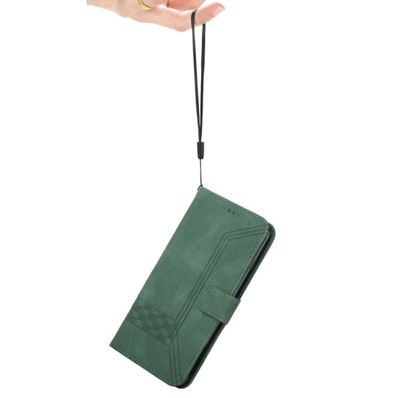 For Samsung Galaxy S25 Ultra 5G Cubic Skin Feel Flip Leather Phone Case(Green)