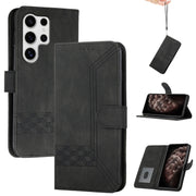 For Samsung Galaxy S25 Ultra 5G Cubic Skin Feel Flip Leather Phone Case(Black)
