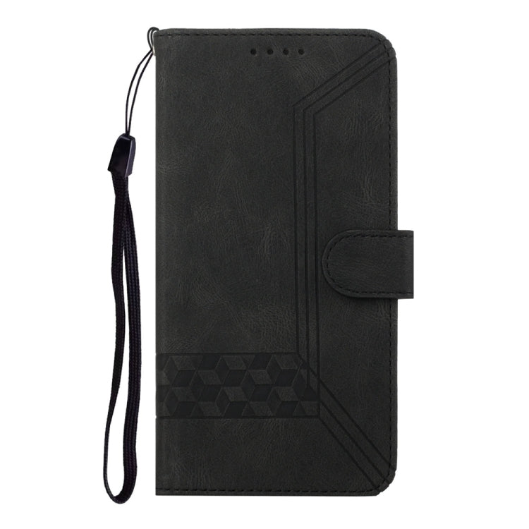 For Samsung Galaxy S25 Ultra 5G Cubic Skin Feel Flip Leather Phone Case(Black)