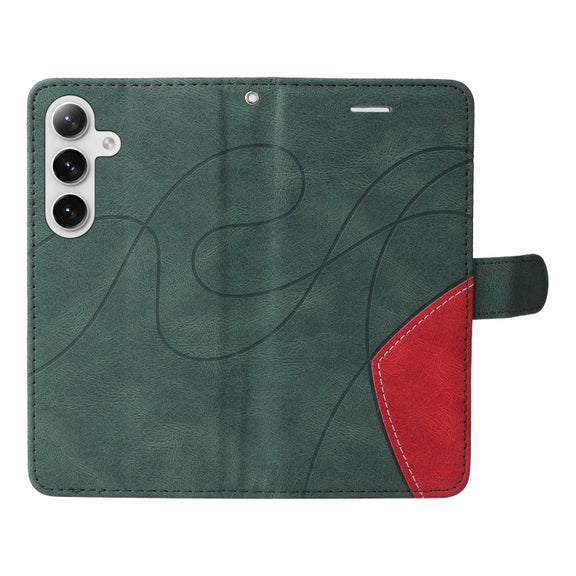 For Samsung Galaxy S25 / S24 5G Dual-color Splicing Flip Leather Phone Case(Green)