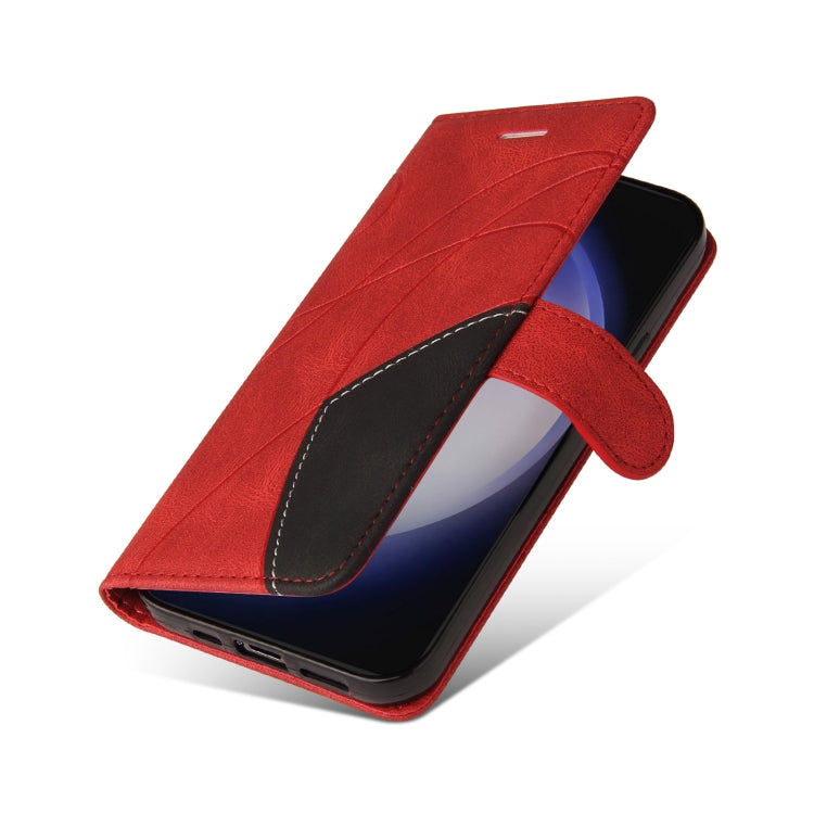 For Samsung Galaxy S25 / S24 5G Dual-color Splicing Flip Leather Phone Case(Red) - Galaxy S25 5G Cases by PMC Jewellery | Online Shopping South Africa | PMC Jewellery | Buy Now Pay Later Mobicred